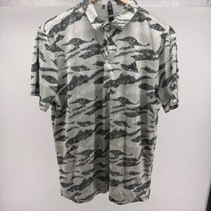 Adidas Golf Polo Shirt Mens Medium Camo Print Short Sleeve Performance Shirt 634
